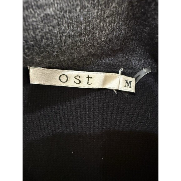 OST Charcoal Gray Cotton Cashmere Knit Blazer Jacket Soft Minimalist Women’s M - Picture 5 of 9